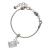 Silver Plated U.S. Passport - Silver Plated Twist Rope Bead Charm Dangle with Mini Year 2025 on a large hole bead bracelet Jewelry Ideas and Examples