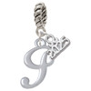 Silver Plated Small Gelato Script Initial - F - Silver Plated Twist Rope Bead Charm Dangle with Mini Year 2025: Year to Remember Jewelry Gift - Celebrations