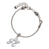Silver Plated Small Gelato Script Initial - H - Silver Plated Twist Rope Bead Charm Dangle with Mini Year 2025 on a large hole bead bracelet Jewelry Ideas and Examples