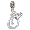 Silver Plated Small Gelato Script Initial - O - Silver Plated Twist Rope Bead Charm Dangle with Mini Year 2025: Year to Remember Jewelry Gift - Celebrations