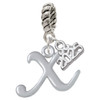 Silver Plated Small Gelato Script Initial - X - Silver Plated Twist Rope Bead Charm Dangle with Mini Year 2025: Year to Remember Jewelry Gift - Celebrations