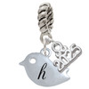 Silver Plated Little Bird Initial - H - Silver Plated Twist Rope Bead Charm Dangle with Mini Year 2025: Year to Remember Jewelry Gift - Celebrations