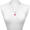 Silver Plated Small Hot Pink Enamel Disc - Silver Plated Twist Rope Bead Charm Dangle with Mini Year 2025 as a necklace pendant
