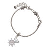 Silver Plated AB Crystal Ship Wheel - Direction - Silver Plated Twist Rope Bead Charm Dangle with Mini Year 2025 on a large hole bead bracelet Jewelry Ideas and Examples
