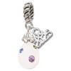 White Easter Egg with Color Crystal Dots - Silver Plated Twist Rope Bead Charm Dangle with Mini Year 2025: Year to Remember Jewelry Gift - Celebrations