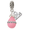 Pink Easter Egg with Clear Crystal Band - Silver Plated Twist Rope Bead Charm Dangle with Mini Year 2025: Year to Remember Jewelry Gift - Celebrations