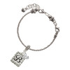 Silver Plated Pebble Border Initial - B - Silver Plated Twist Rope Bead Charm Dangle with Mini Year 2025 on a large hole bead bracelet Jewelry Ideas and Examples