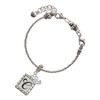 Silver Plated Pebble Border Initial - C - Silver Plated Twist Rope Bead Charm Dangle with Mini Year 2025 on a large hole bead bracelet Jewelry Ideas and Examples