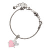 Silver Plated Heartbeat on Pink Heart - Silver Plated Twist Rope Bead Charm Dangle with Mini Year 2025 on a large hole bead bracelet Jewelry Ideas and Examples