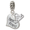 Silver Plated Small ''Best Friend'' Heart - Silver Plated Twist Rope Bead Charm Dangle with Mini Year 2025: Year to Remember Jewelry Gift - Celebrations