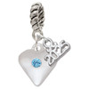 Silver Plated Large March - Hot Blue Crystal Heart - Silver Plated Twist Rope Bead Charm Dangle with Mini Year 2025: Year to Remember Jewelry Gift - Celebrations