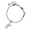Silver Plated Large Boxing Glove - Silver Plated Twist Rope Bead Charm Dangle with Mini Year 2025 on a large hole bead bracelet Jewelry Ideas and Examples