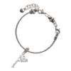 Silver Plated Small Coach Script - Silver Plated Twist Rope Bead Charm Dangle with Mini Year 2025 on a large hole bead bracelet Jewelry Ideas and Examples