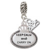 Silver Plated Keep Calm and Carry On - Silver Plated Twist Rope Bead Charm Dangle with Mini Year 2025: Year to Remember Jewelry Gift - Celebrations