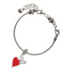 Silver Plated Card Suit - Red Heart - Silver Plated Twist Rope Bead Charm Dangle with Mini Year 2025 on a large hole bead bracelet Jewelry Ideas and Examples