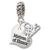 Silver Plated Small Matron of Honor Heart - Silver Plated Twist Rope Bead Charm Dangle with Mini Year 2025: Year to Remember Jewelry Gift - Celebrations