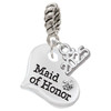 Silver Plated Large Maid of Honor Heart - Silver Plated Twist Rope Bead Charm Dangle with Mini Year 2025: Year to Remember Jewelry Gift - Celebrations
