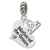 Silver Plated Large Mother of the Groom Heart - Silver Plated Twist Rope Bead Charm Dangle with Mini Year 2025: Year to Remember Jewelry Gift - Celebrations