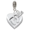 Silver Plated Baby Feet Heart Locket - Silver Plated Twist Rope Bead Charm Dangle with Mini Year 2025: Year to Remember Jewelry Gift - Celebrations