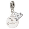 Silver Plated Te Quiero Disc - Silver Plated Twist Rope Bead Charm Dangle with Mini Year 2025: Year to Remember Jewelry Gift - Celebrations