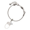 Silver Plated Large Owl Outline - Silver Plated Twist Rope Bead Charm Dangle with Mini Year 2025 on a large hole bead bracelet Jewelry Ideas and Examples