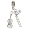 Silver Plated Violin and Bow - Silver Plated Twist Rope Bead Charm Dangle with Mini Year 2025: Year to Remember Jewelry Gift - Celebrations