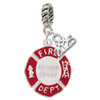 Silver Plated Red Always Loved Fire Department Shield - Silver Plated Twist Rope Bead Charm Dangle with Mini Year 2025: Year to Remember Jewelry Gift - Celebrations