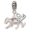 Silver Plated Tiger Cub - Silver Plated Twist Rope Bead Charm Dangle with Mini Year 2025: Year to Remember Jewelry Gift - Celebrations