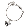 Silver Plated Black Standing Cat - Silver Plated Twist Rope Bead Charm Dangle with Mini Year 2025 on a large hole bead bracelet Jewelry Ideas and Examples