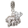 Silver Plated Loved Elephant with Baby - Silver Plated Twist Rope Bead Charm Dangle with Mini Year 2025: Year to Remember Jewelry Gift - Celebrations