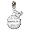 Silver Plated Domed Jeremiah 29:11 - Silver Plated Twist Rope Bead Charm Dangle with Mini Year 2025: Year to Remember Jewelry Gift - Celebrations