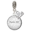 Silver Plated Domed Psalm 23:1 - Silver Plated Twist Rope Bead Charm Dangle with Mini Year 2025: Year to Remember Jewelry Gift - Celebrations