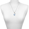 Silver Plated Small Blue Oval Cameo - Silver Plated Twist Rope Bead Charm Dangle with Mini Year 2025 as a necklace pendant
