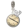 Silver Plated Domed Music - Clarinet - Silver Plated Twist Rope Bead Charm Dangle with Mini Year 2025: Year to Remember Jewelry Gift - Celebrations