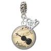 Silver Plated Domed Music - Violin - Silver Plated Twist Rope Bead Charm Dangle with Mini Year 2025: Year to Remember Jewelry Gift - Celebrations