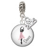 Silver Plated Domed Pink Ballet Dancer - Silver Plated Twist Rope Bead Charm Dangle with Mini Year 2025: Year to Remember Jewelry Gift - Celebrations