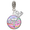 Silver Plated Domed Multi Color MD - Silver Plated Twist Rope Bead Charm Dangle with Mini Year 2025: Year to Remember Jewelry Gift - Celebrations
