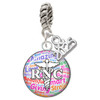Silver Plated Domed Multi Color RNC - Silver Plated Twist Rope Bead Charm Dangle with Mini Year 2025: Year to Remember Jewelry Gift - Celebrations