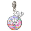 Silver Plated Domed Multi Color RVT - Silver Plated Twist Rope Bead Charm Dangle with Mini Year 2025: Year to Remember Jewelry Gift - Celebrations