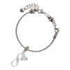 Silver Plated Run Infinity Sign - Silver Plated Twist Rope Bead Charm Dangle with Mini Year 2025 on a large hole bead bracelet Jewelry Ideas and Examples