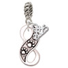 Silver Plated Paw Prints Infinity - Silver Plated Twist Rope Bead Charm Dangle with Mini Year 2025: Year to Remember Jewelry Gift - Celebrations