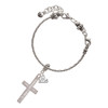 Stainless Steel Joshua 1:9 - Be Strong and Courageous Engraved Cross - Silver Plated Twist Rope Bead Charm Dangle with Mini Year 2025 on a large hole bead bracelet Jewelry Ideas and Examples