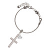 Stainless Steel Proverbs 3:15 - She is Precious Engraved Cross - Silver Plated Twist Rope Bead Charm Dangle with Mini Year 2025 on a large hole bead bracelet Jewelry Ideas and Examples