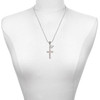 Stainless Steel Proverbs 3:15 - She is Precious Engraved Cross - Silver Plated Twist Rope Bead Charm Dangle with Mini Year 2025 as a necklace pendant