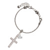 Stainless Steel Psalm 46:5 - She will not Fall Engraved Cross - Silver Plated Twist Rope Bead Charm Dangle with Mini Year 2025 on a large hole bead bracelet Jewelry Ideas and Examples