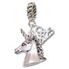 Silver Plated 3-D Unicorn Head - Silver Plated Twist Rope Bead Charm Dangle with Mini Year 2025: Year to Remember Jewelry Gift - Celebrations