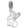 Silver Plated Moose in Heart - Silver Plated Twist Rope Bead Charm Dangle with Mini Year 2025: Year to Remember Jewelry Gift - Celebrations