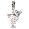 Silver Plated 3-D Menorah - Silver Plated Twist Rope Bead Charm Dangle with Mini Year 2025: Year to Remember Jewelry Gift - Celebrations