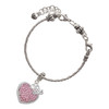 Silver Plated Large Rounded Light Pink Oktant Crystal Heart - Silver Plated Twist Rope Bead Charm Dangle with Mini Year 2025 on a large hole bead bracelet Jewelry Ideas and Examples