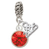 10mm Red Crystal Drop - Silver Plated Twist Rope Bead Charm Dangle with Mini Year 2025: Year to Remember Jewelry Gift - Celebrations